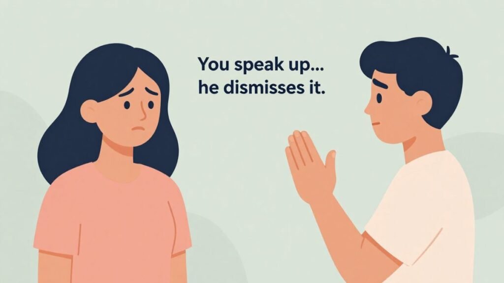 partner dismissing feelings in a relationship illustration