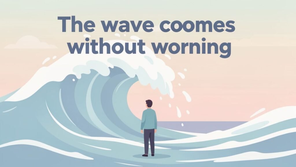 sudden emotional wave hitting person illustration