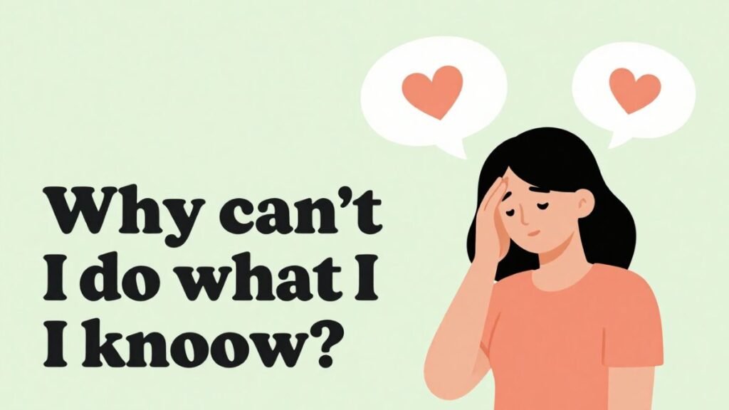 woman experiencing inner conflict between logic and emotions illustration