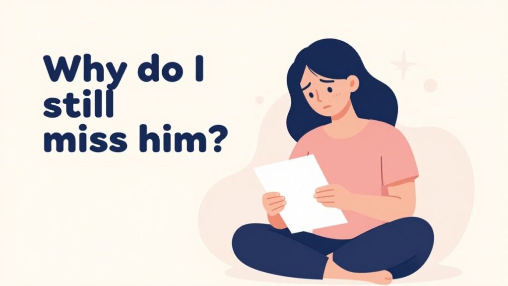 woman missing former partner despite painful memories illustration