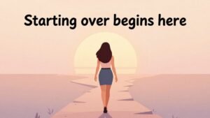 woman starting new life after breakup illustration