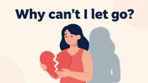 woman feeling emotionally attached and unable to let go after painful breakup illustration