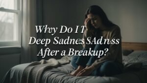 Woman feeling deep sadness after breakup sitting alone on bed emotional heartbreak