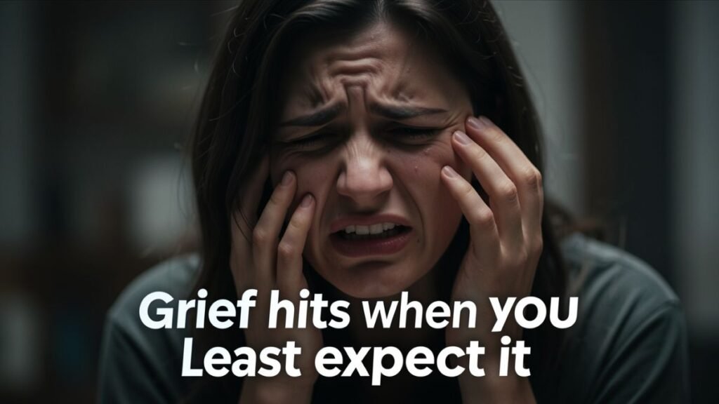 Woman suddenly overwhelmed with grief emotional breakdown unexpected sadness