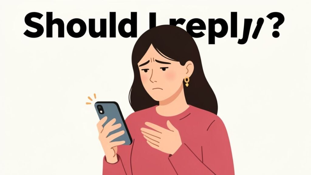 woman tempted to respond to ex message