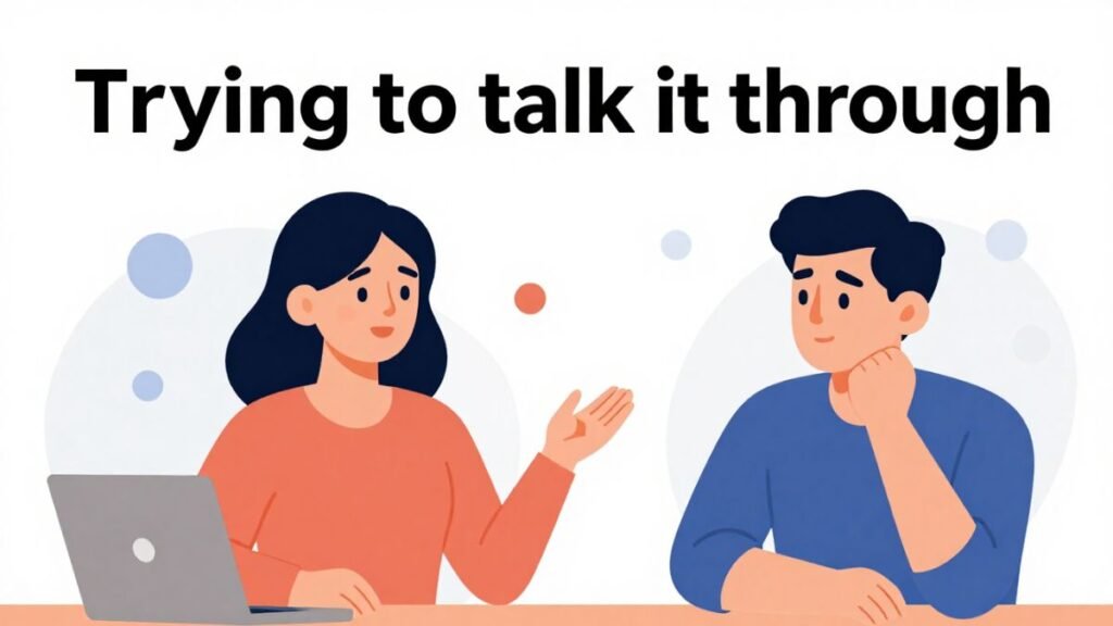 woman trying to discuss relationship issue illustration