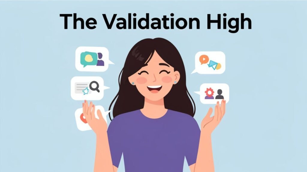 woman feeling temporary happiness from male validation