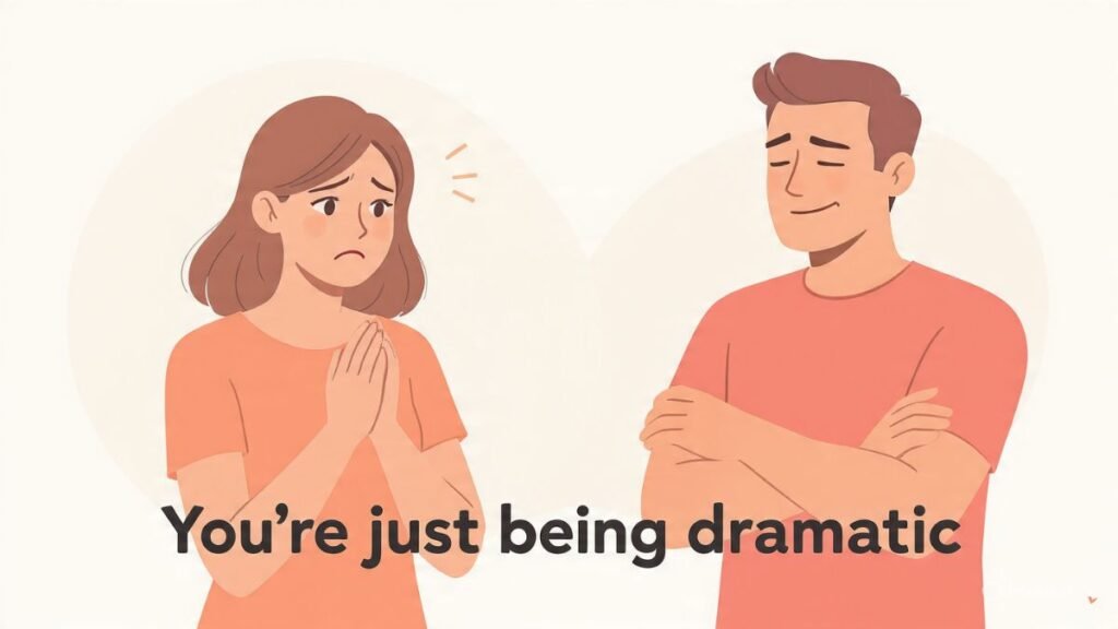 woman being called dramatic in relationship emotional invalidation illustration