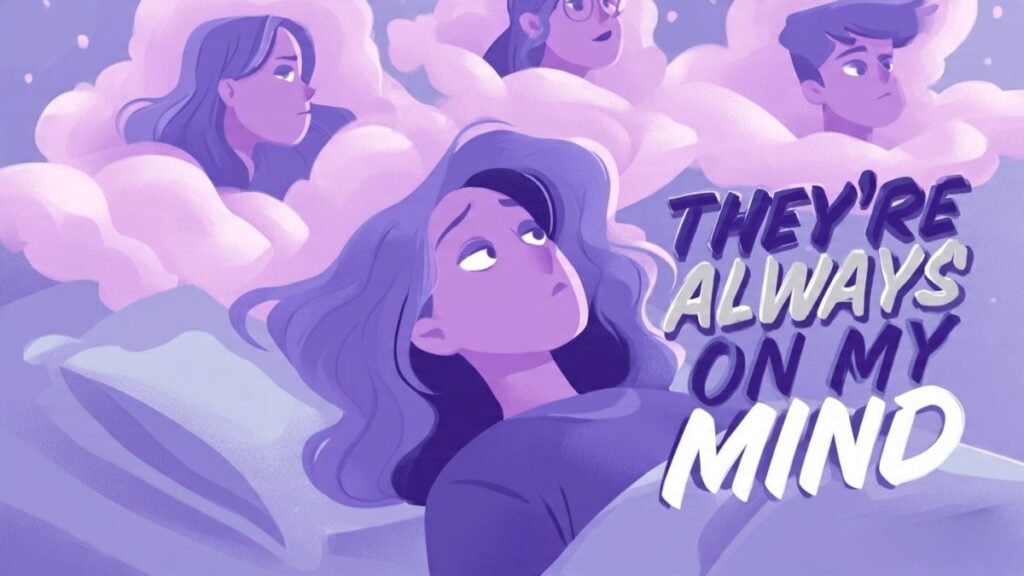 woman constantly thinking about ex after breakup illustration