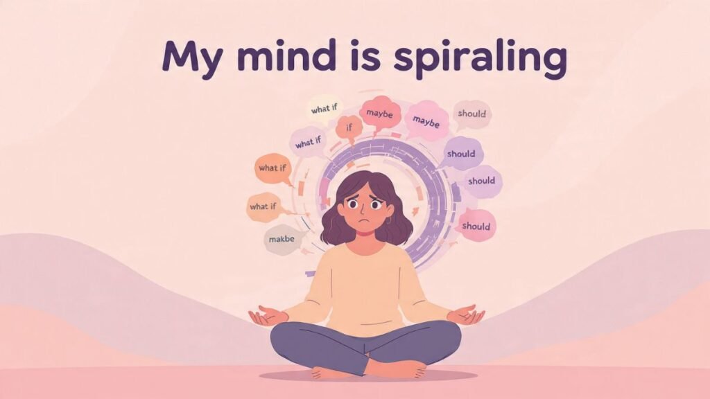 woman stuck in anxiety spiral overthinking possible conflict illustration