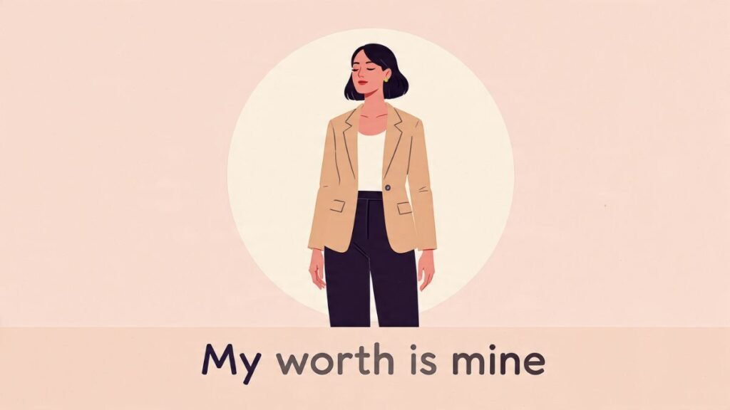 woman building internal confidence and self worth without comparison illustration