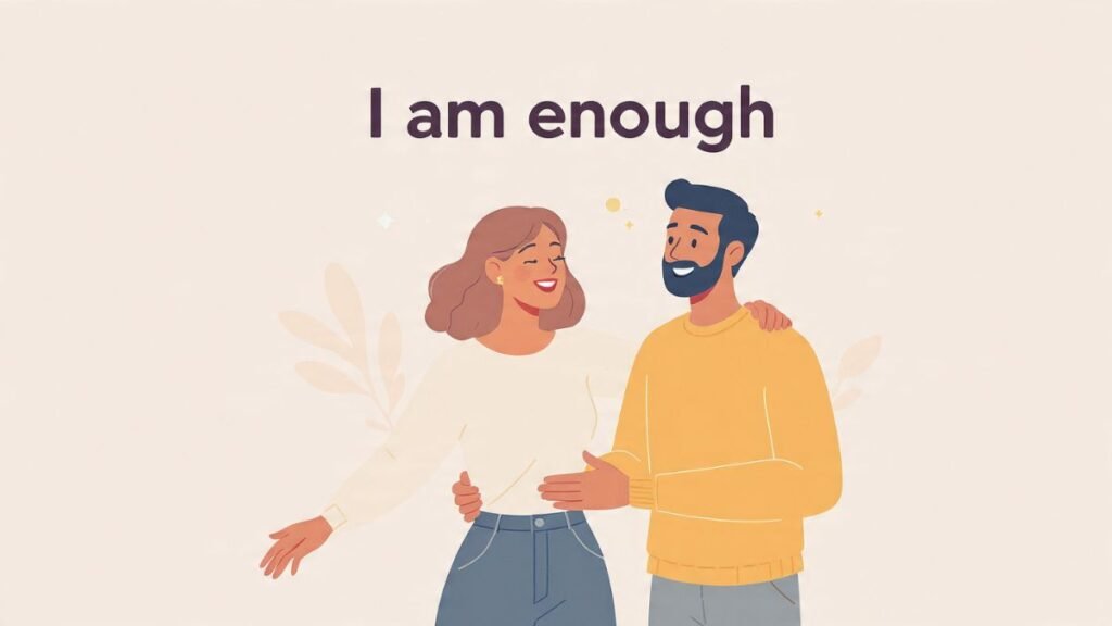 woman feeling secure and desirable without comparing herself to others illustration