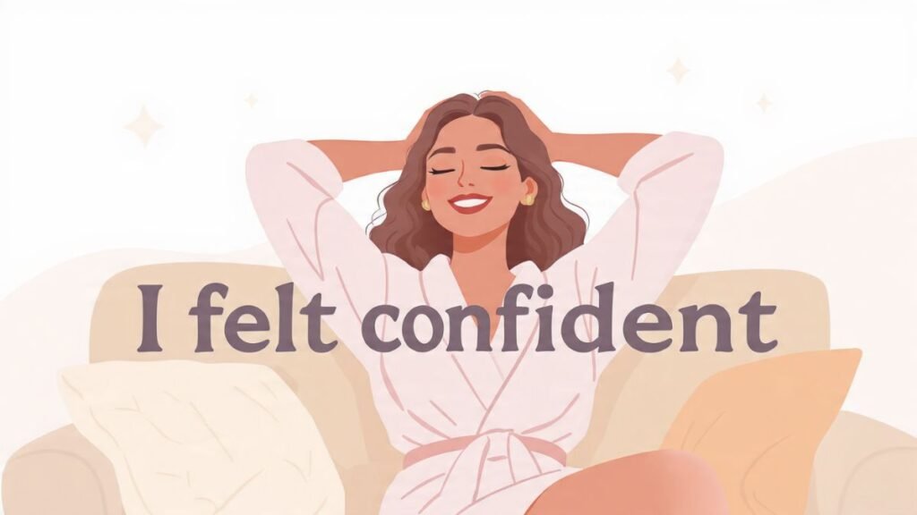 woman feeling confident and happy before comparison self worth illustration
