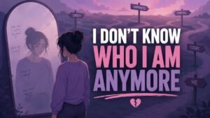 woman feeling lost and disconnected from herself after breakup illustration