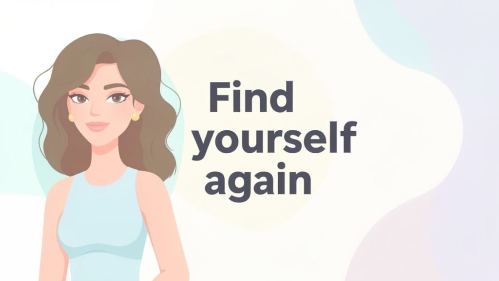 woman rediscovering herself and identity after self abandonment illustration