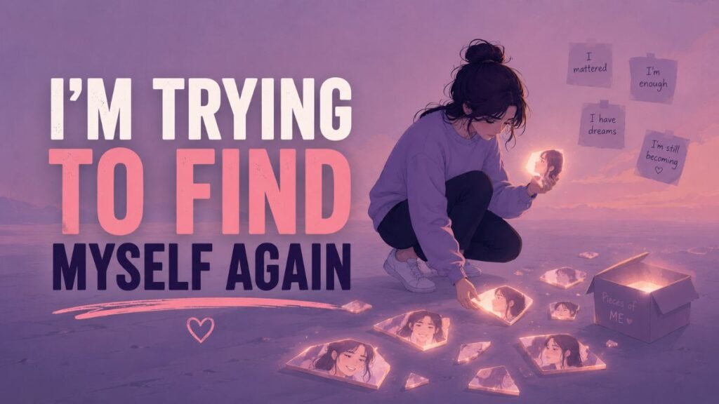woman trying to rediscover herself after heartbreak illustration