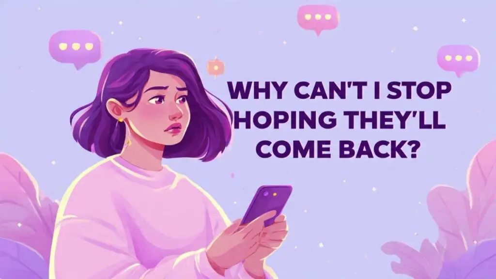 woman emotionally waiting for ex to come back after breakup illustration