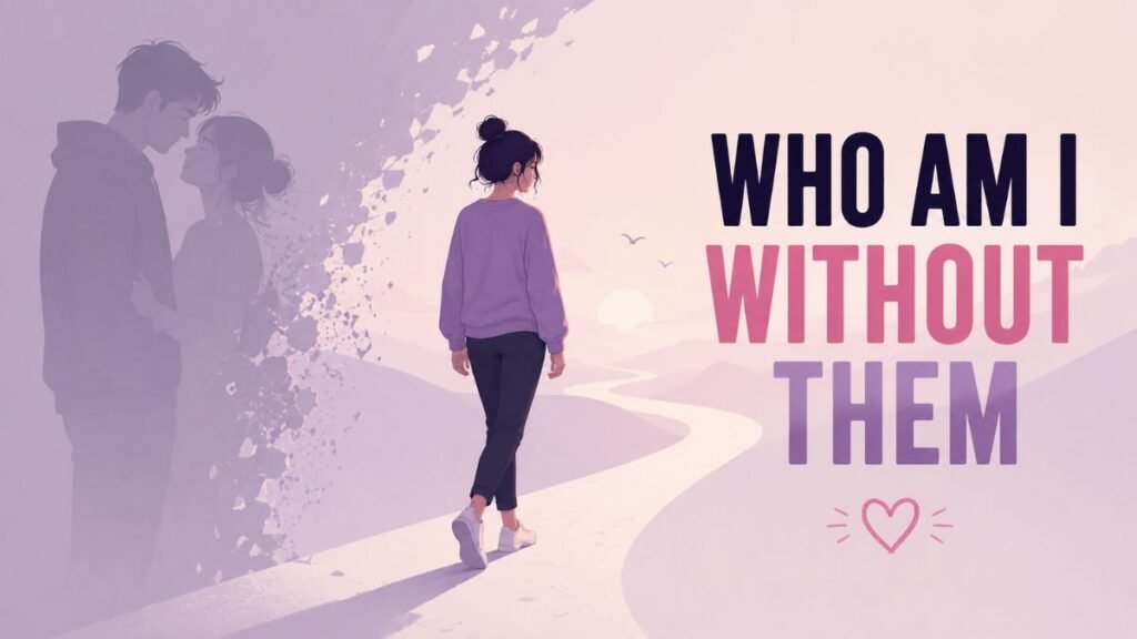 woman rediscovering identity after relationship ends illustration