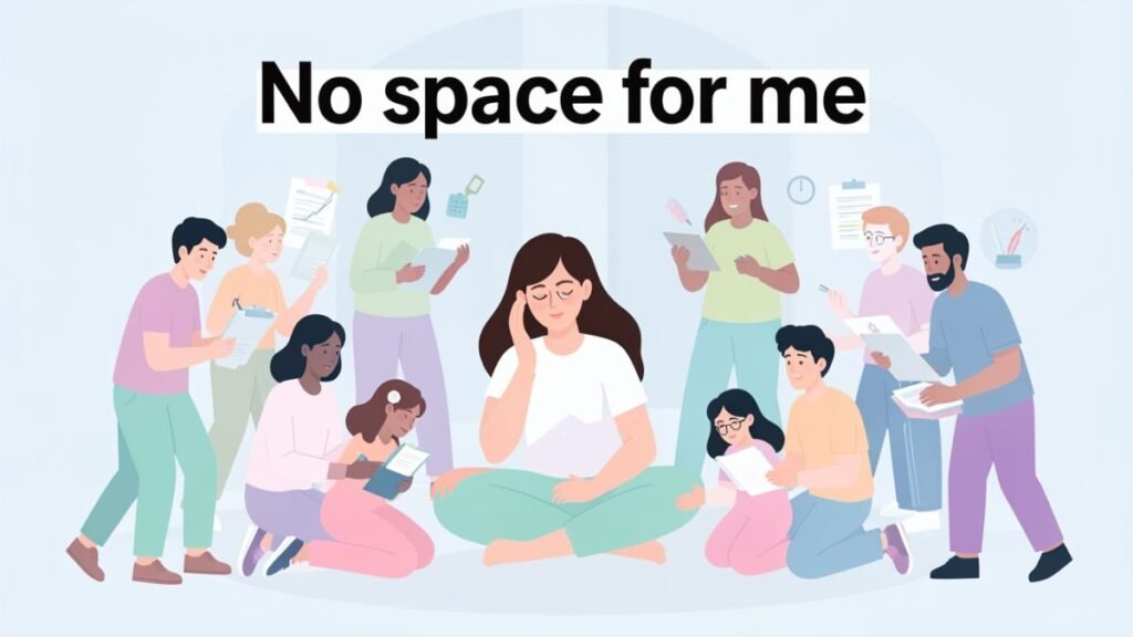 woman having no space for herself due to prioritizing others illustration