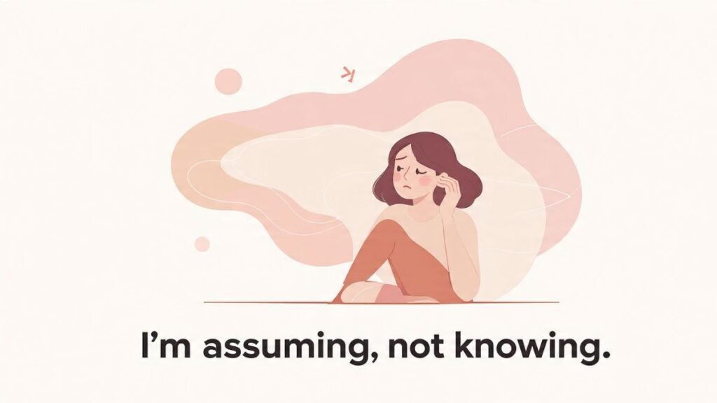 woman projecting insecurity and making assumptions about others illustration