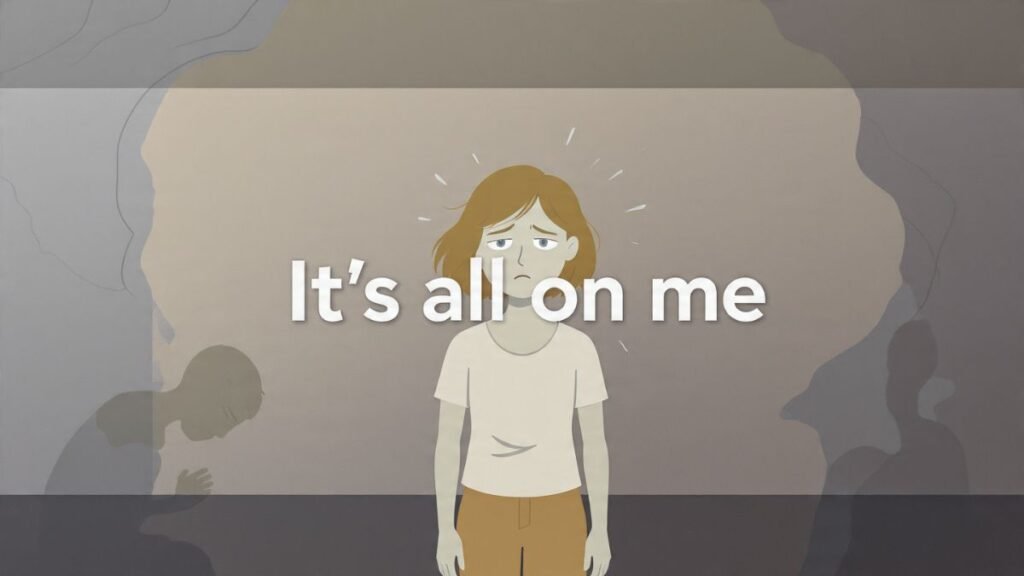 woman feeling responsible for others emotions and overwhelmed illustration