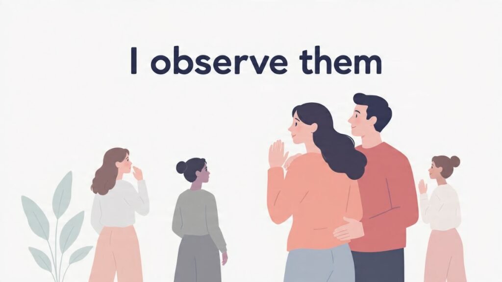 woman noticing other attractive women and feeling insecure in relationship illustration