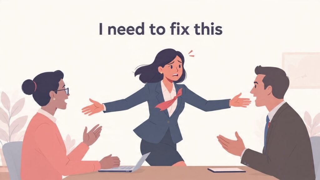 woman trying to fix conflict and manage others emotions immediately illustration