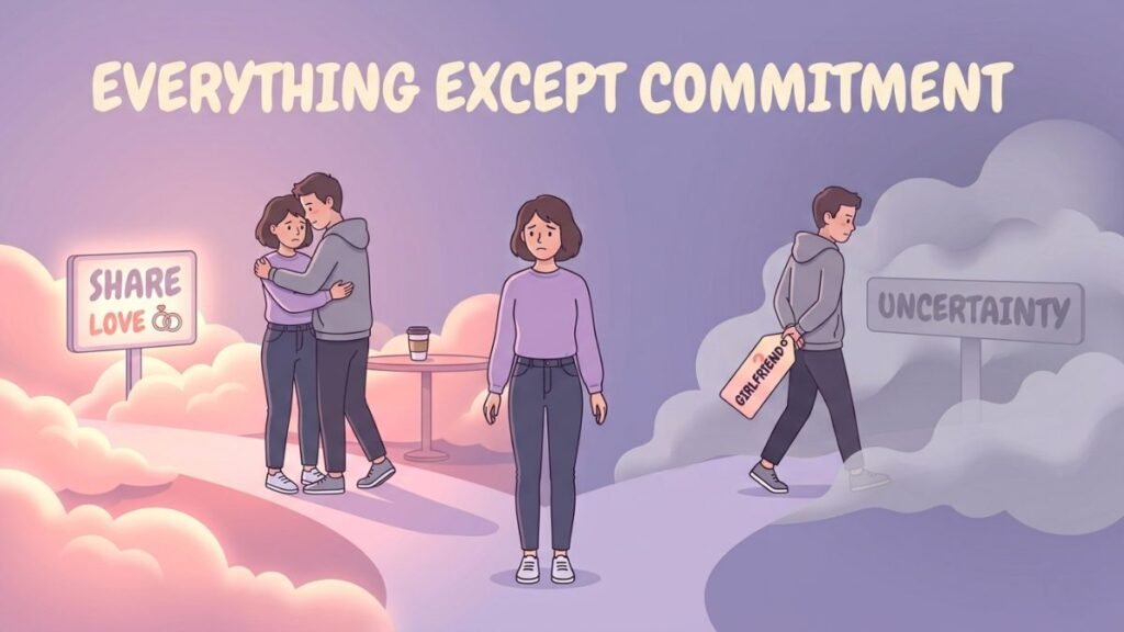 couple behaving like partners without relationship commitment illustration