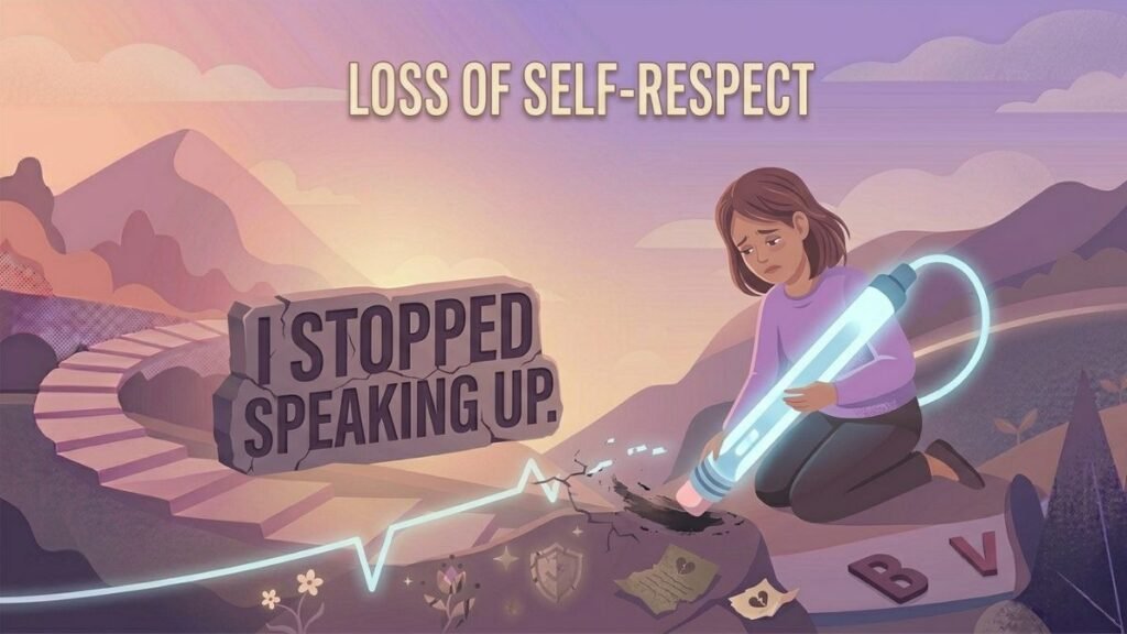 woman afraid to set boundaries after repeated dismissal illustration