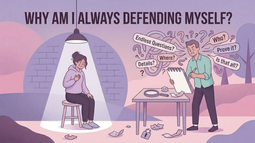 woman constantly questioned by insecure partner illustration