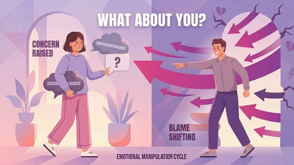 partner responding to concerns with accusations illustration