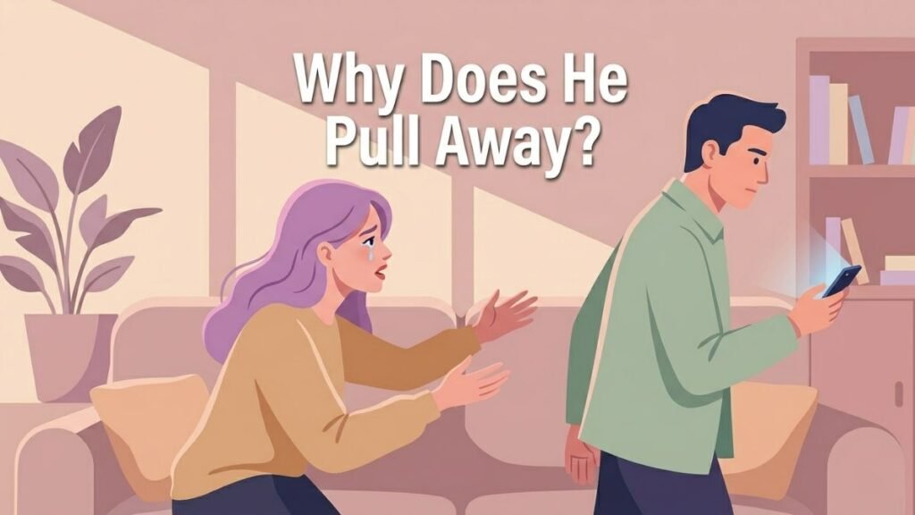 partner avoiding emotional conversation illustration