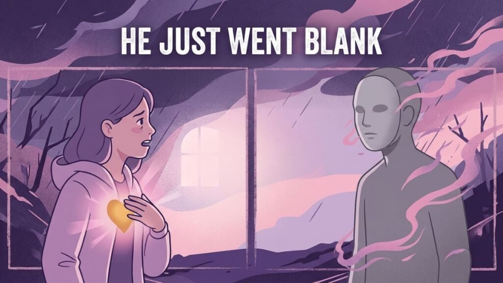 partner emotionally shutting down when woman expresses vulnerability illustration
