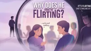 woman falsely accused of flirting by jealous boyfriend illustration