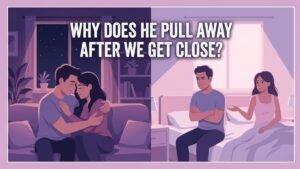 man emotionally withdrawing after intimacy and emotional connection illustration