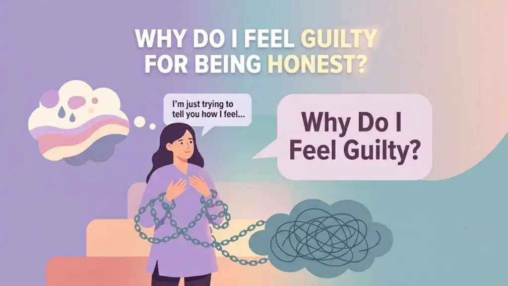 woman feeling guilty after expressing valid emotions illustration