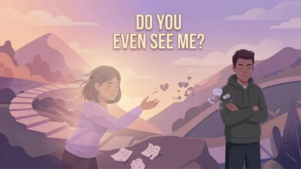 woman feeling invisible due to emotional neglect illustration