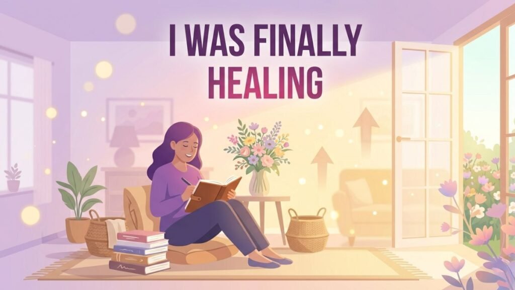 woman healing emotionally after leaving a toxic relationship illustration