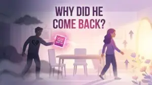 woman healing when narcissistic ex suddenly returns illustration