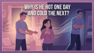 woman confused by partner's hot and cold behavior illustration