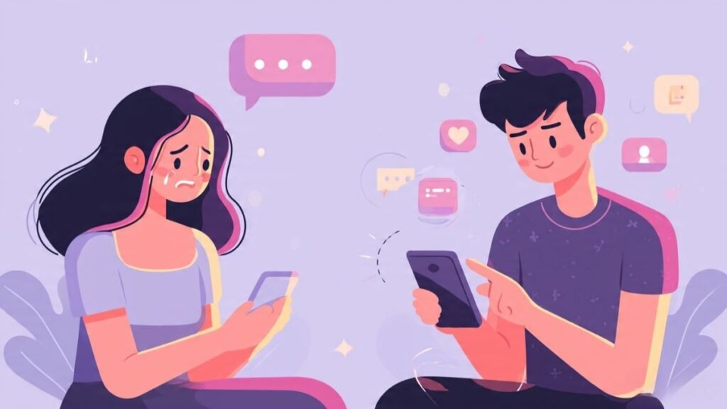partner ignoring text messages after relationship conflict illustration