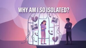 woman isolated from friends and family because of controlling relationship illustration