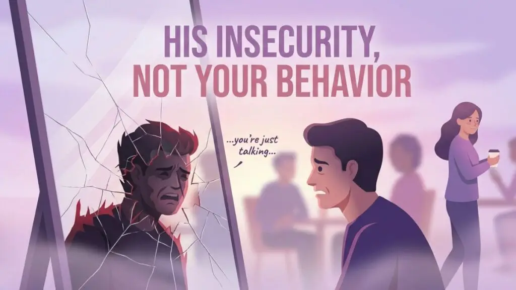 jealous boyfriend projecting insecurity onto partner illustration