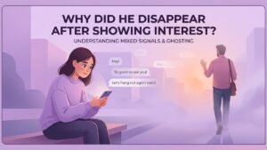 woman confused after a man suddenly disappeared following strong romantic interest illustration