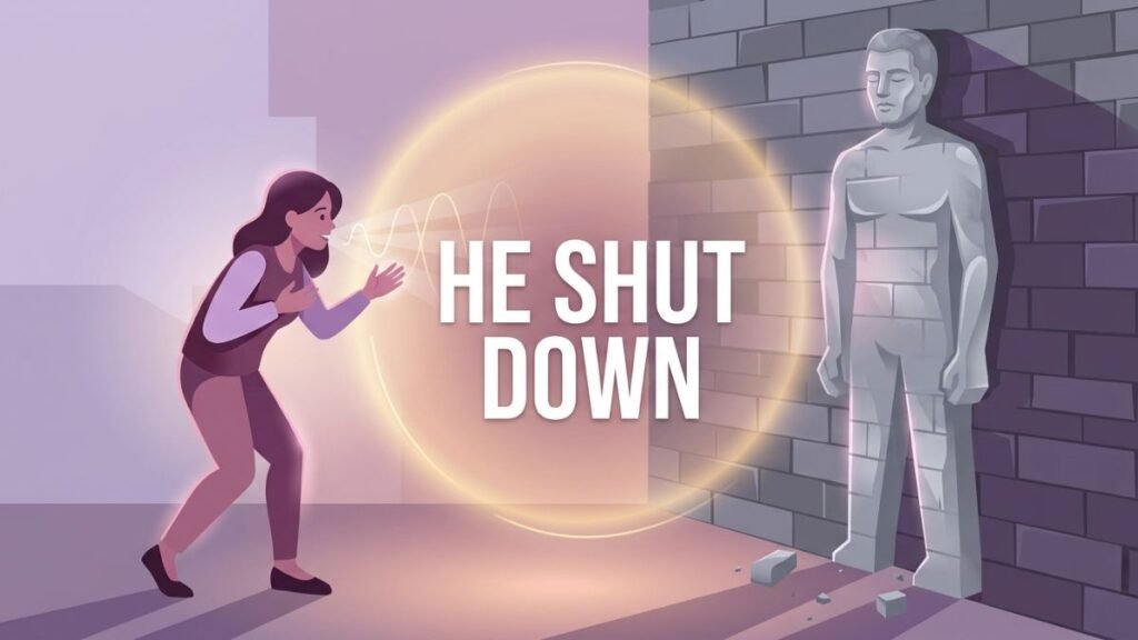 partner emotionally shutting down during relationship discussion illustration