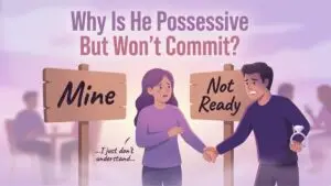woman trapped in a possessive relationship without commitment illustration