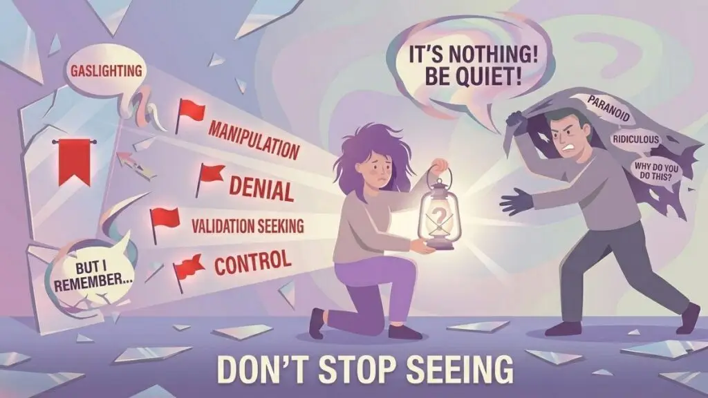 woman punished for recognizing unhealthy relationship behavior illustration