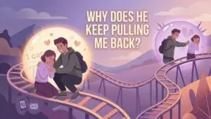 woman trapped in a push pull relationship cycle illustration