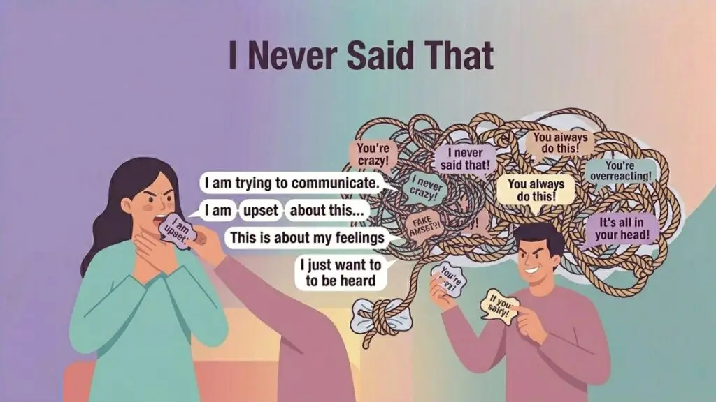 partner creating false arguments during relationship conflict illustration