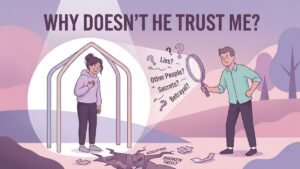 woman dealing with partner's trust issues and relationship insecurity illustration